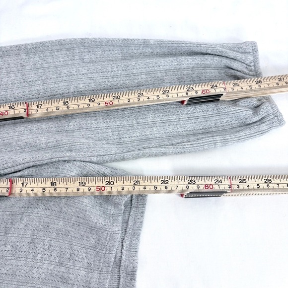 Lucky Brand Gray Ribbed Square Neck Button Front Long Sleeve Cropped Sweater XL - Picture 6 of 8